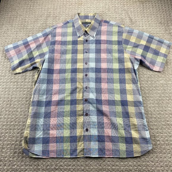 Antonio Valente Shirt Men Extra Large XL Multicolor Checkered Button Down Casual - Picture 1 of 6